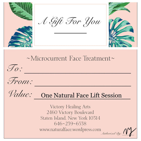 Microcurrent Session Certificate for The Natural Face Lift Staten Island location only - Allbetor Skin Care 